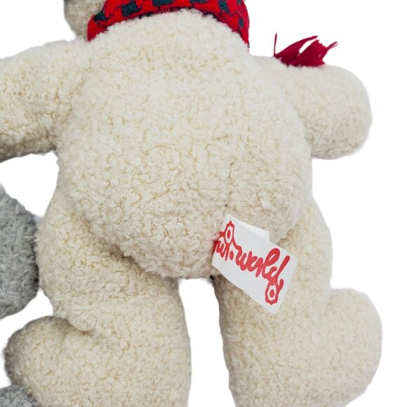 Vintage Fun World 12" SNOWMAN Plush & Teddy Bear Stuffed Animal  Christmas Set 2 - Picture 11 of 13